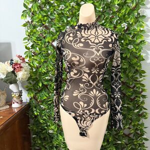 Women's Black and Brown Bodysuit